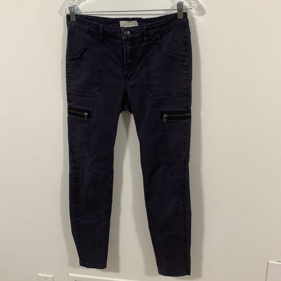 LOGG by H&M dark blue dark Cargo Pants Sz 10, dark grayish purple 2 zip pockets - Picture 1 of 10